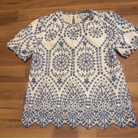 Hayden Navy and White Embroidered Blouse - Picture 5 of 6